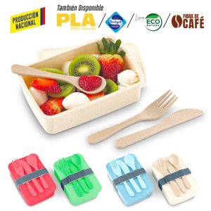Portacomidas con Cubiertos Eco Square II -Producción Nacional